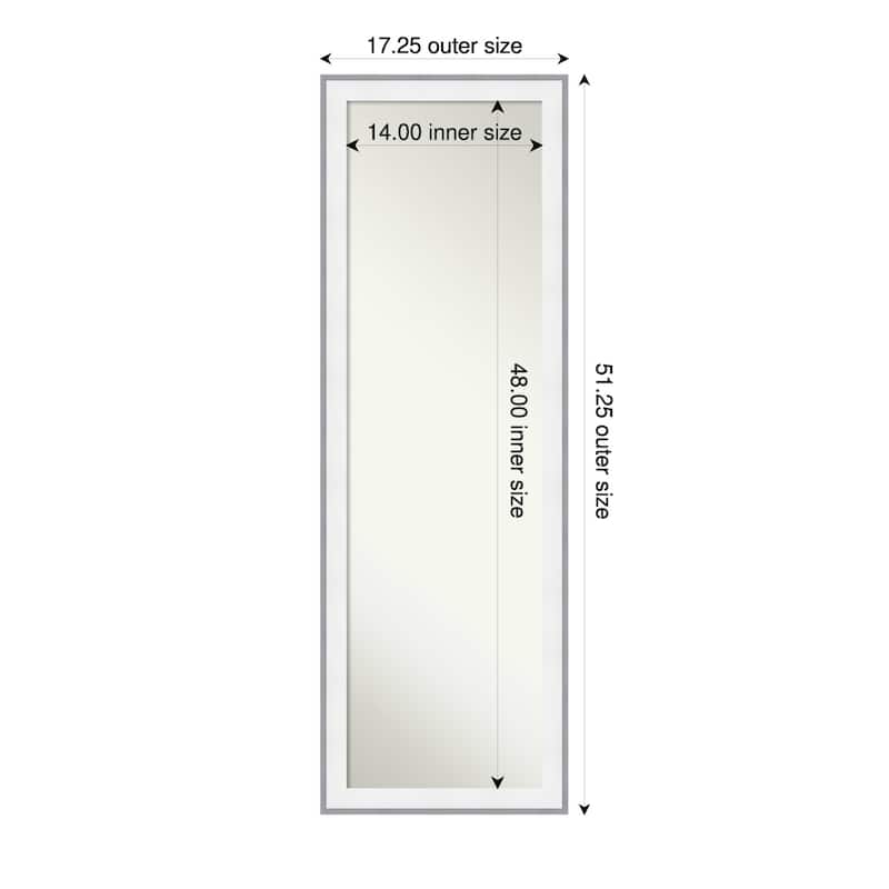 Maya Non-Beveled Framed Full-Length On the Door Mirror - 17 x 51 in - Maya White Silver