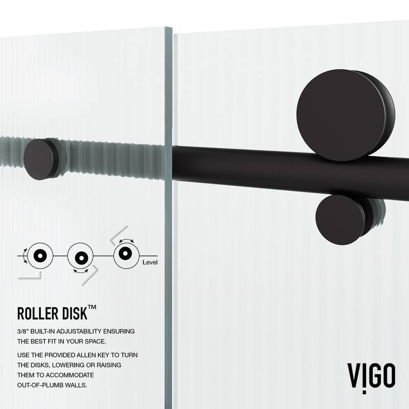 VIGO Elan E-Class 56" to 60" W x 66" H Frameless Sliding Tub Door in Matte Black
