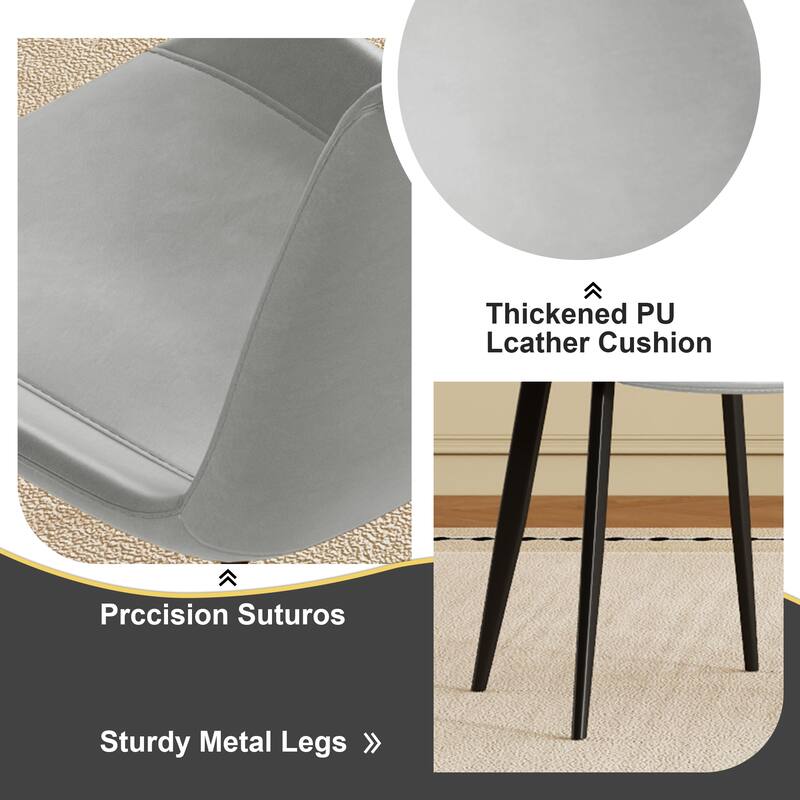 Modern Dining Chair Set Of 4 Pieces, With Floral Pu Leather Seats And Carbon Steel Legs, Suitable For Home, Restaurant