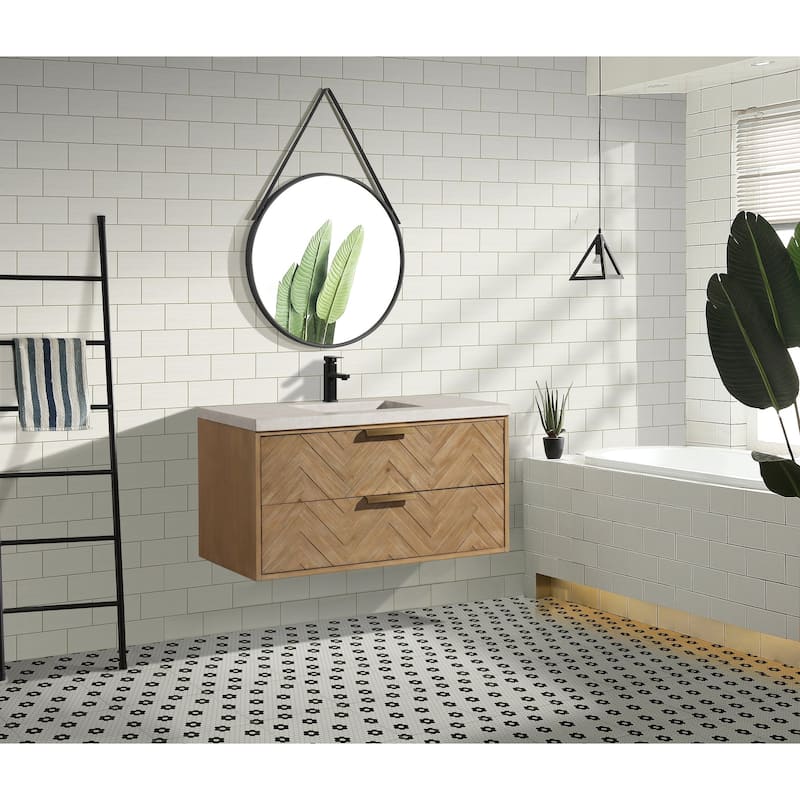 Ari Bath Carlsbad 42" Floating Bathroom Vanity Weathered Fir