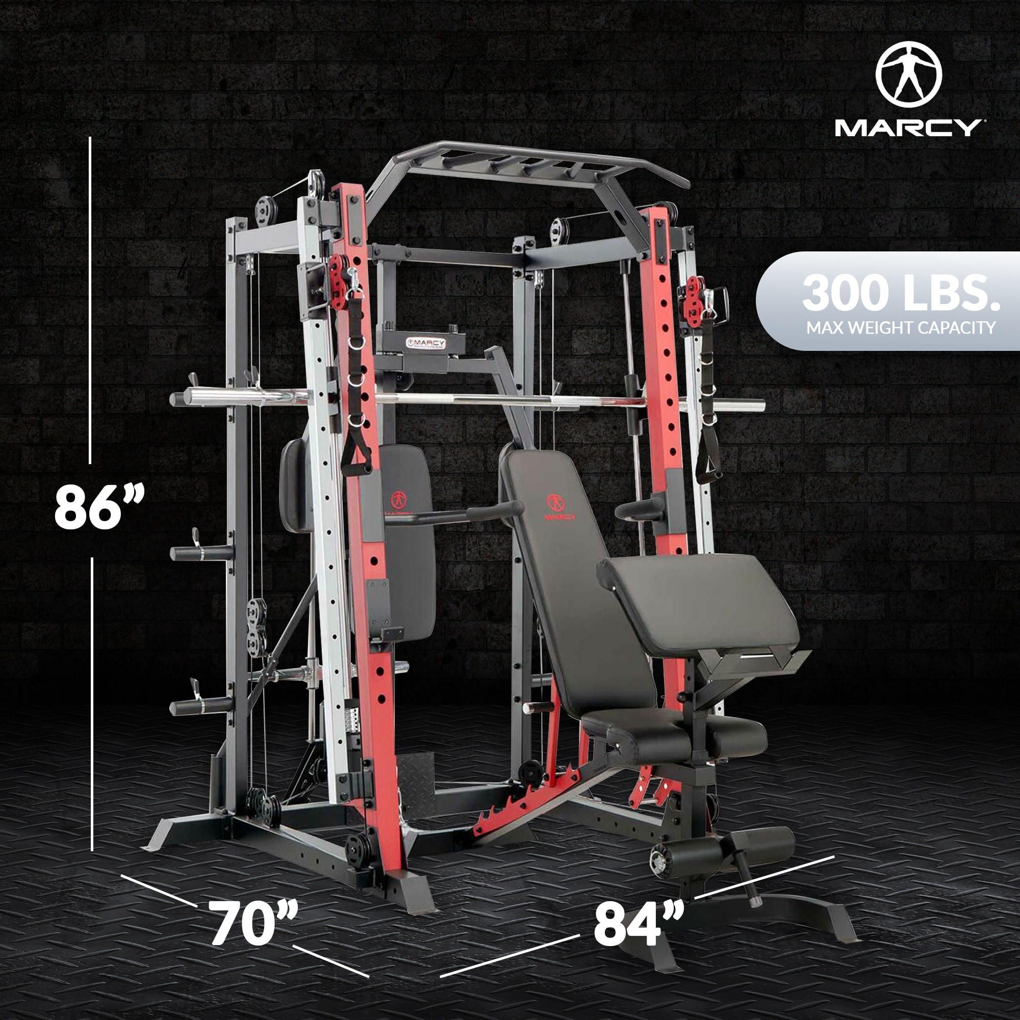 Marcy SM 4033 Smith Machine Cage Multi Purpose Home Gym Training System Red 300 Bed Bath Beyond 38959537