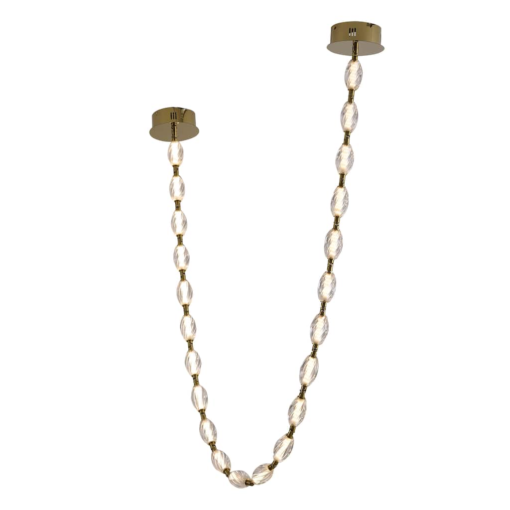 22-Light Brass LED Chandelier With Clear Crystal Shades