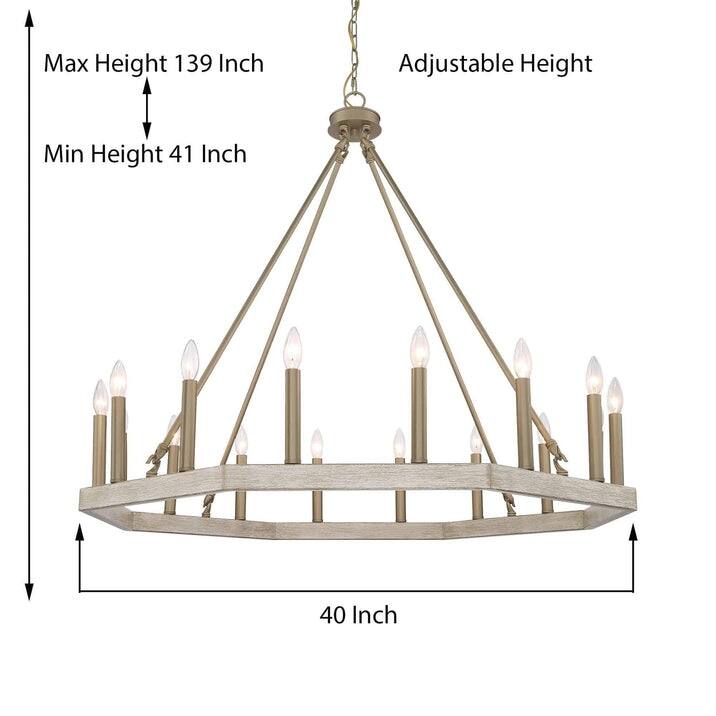 French Country 16-light Wagon Wheel Candle Chandelier with UL Certified - 40 inches