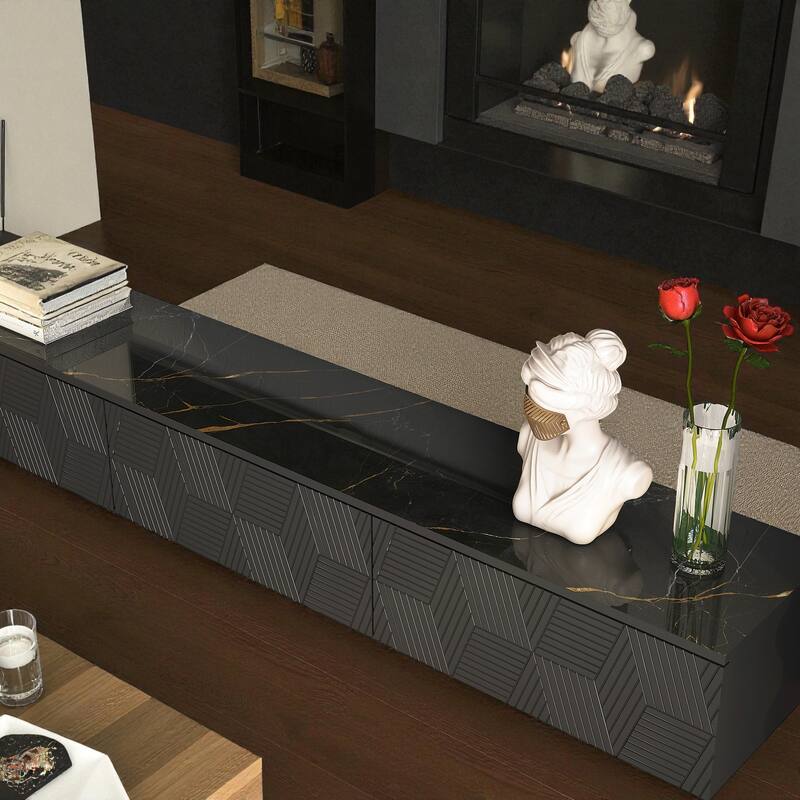 67" Floating TV Stand Wall Mounted with 16-Color LED Lights, Modern Entertainment Console for 55-65 Inch TVs