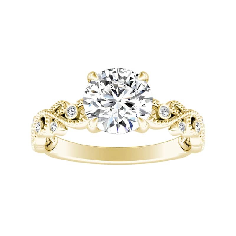 Auriya 14k Gold 1 1/2ct TW Vintage Moissanite and Diamond Engagement Ring 1/10cttw