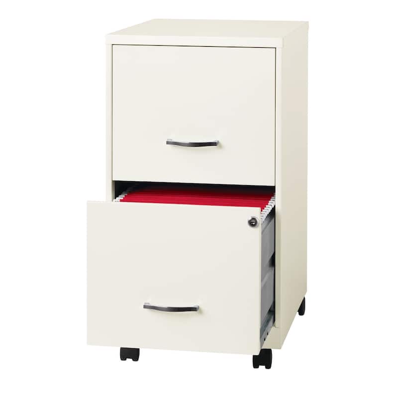 Space Solutions 18" 2 Drawer Mobile Vertical File Cabinet, Pearl White - White - Letter