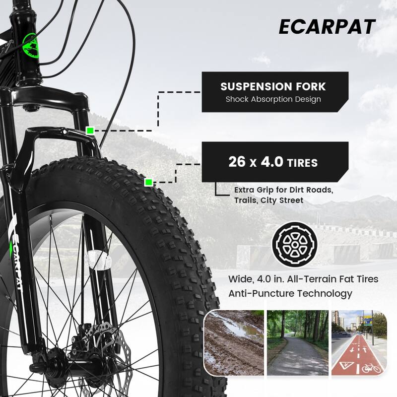 26 in. 21 Speed Steel Mountain Bike with Fat Tire