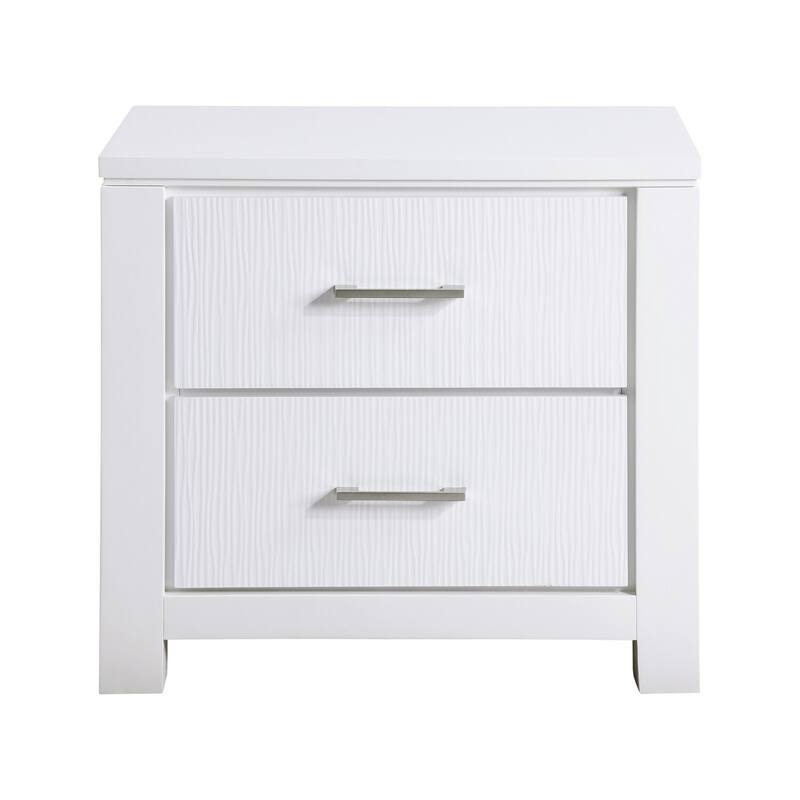 White/Chrome 2 Drawer 17 in. W Nightstand with Sturdy Hardware and Ample Storage