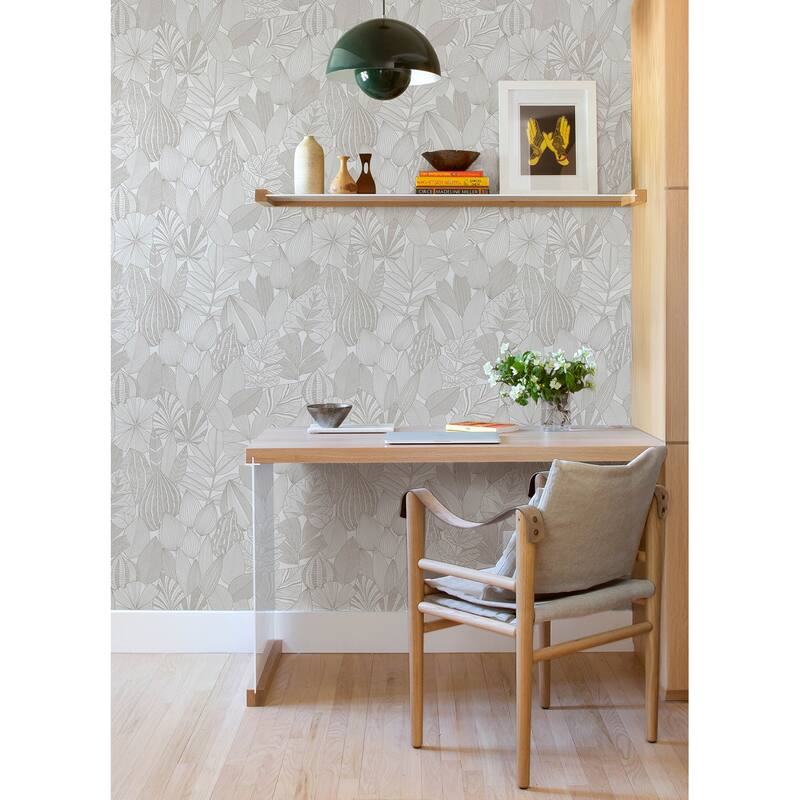 A-Street Prints Mathias Grey Botanical Wallpaper