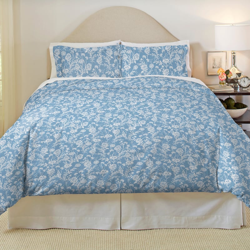 Pointehaven Flannel 180 GSM Brushed Soft Cotton Oversized Duvet Sets - King - Cal King - Misty Breeze