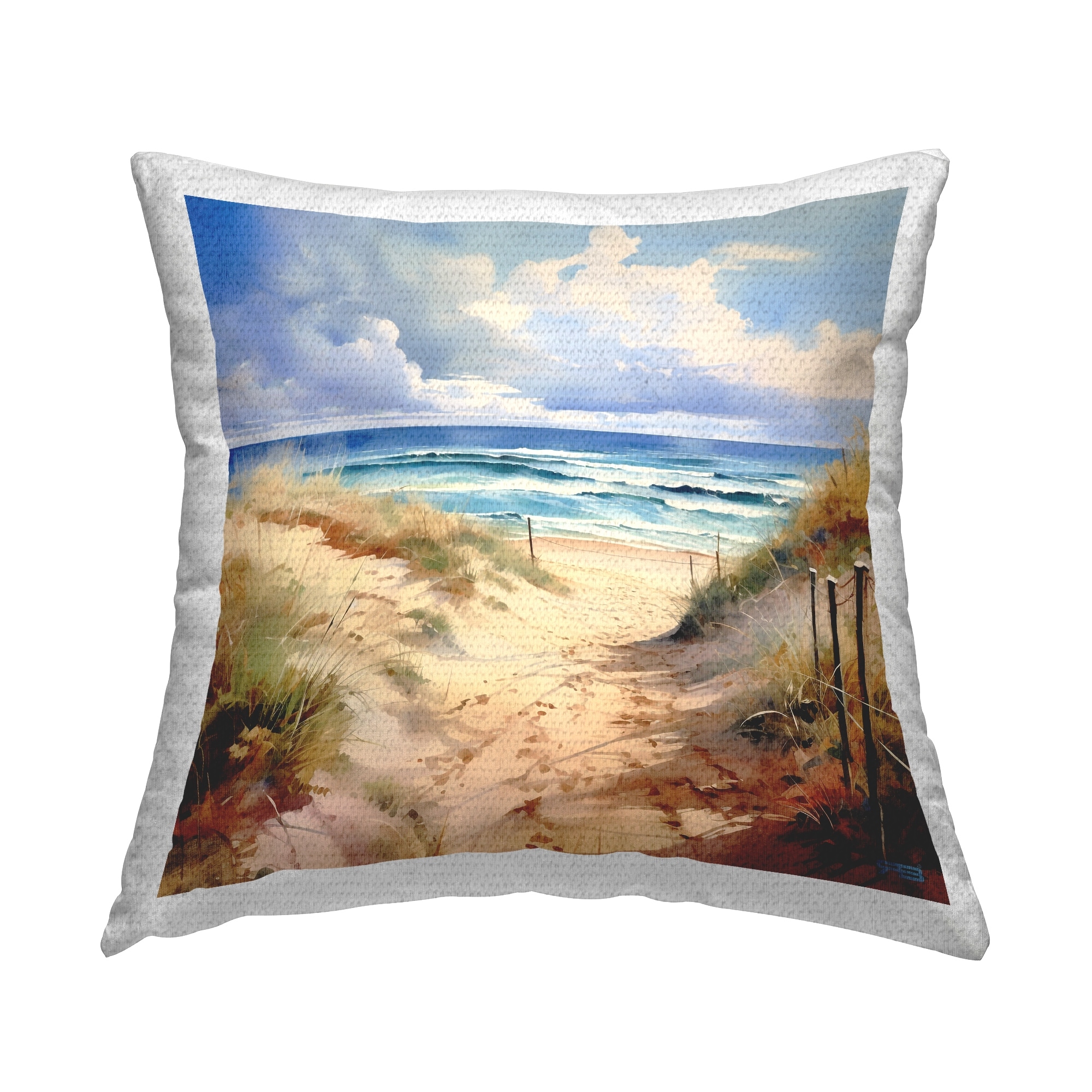 Stupell Distant Beach Waves Printed Outdoor Throw Pillow Design by RB