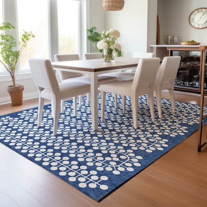 Machine Washable Indoor/ Outdoor Modern Ailey Chantille Rug