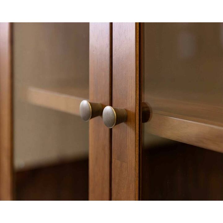 Mid-Century Modern Wood Dining Display Cabinet, Fully Assembled, Brown