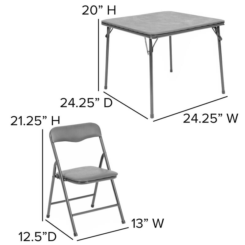 Kids 5-Piece Classroom Folding Table and Chairs Set - 2'0" x 1'8" x 2'0" Square
