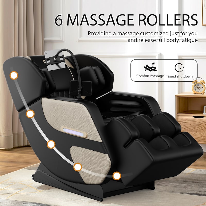 Luxury Zero Gravity Full-Body Massage Chair with Heating, Bluetooth Audio, and Foot Rollers - Home Relaxation Recliner