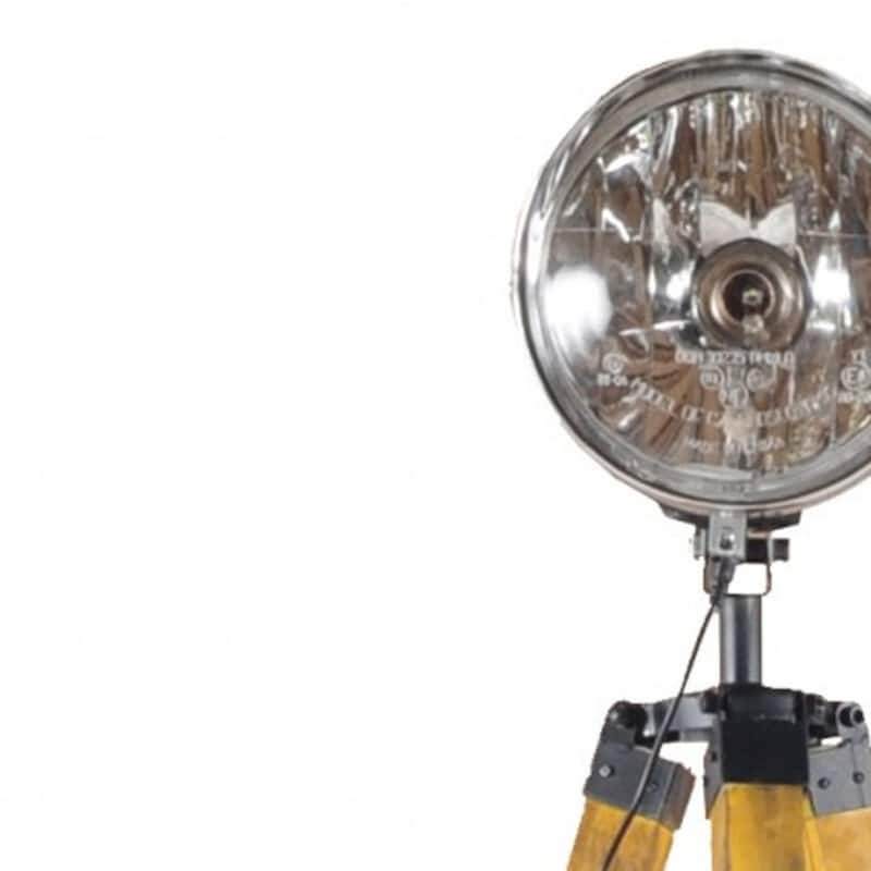 Brown Wood Tripod Floor Lamp with Cone Shade and Distressed Finish - 10" x 10" x 35" (D x W x H)