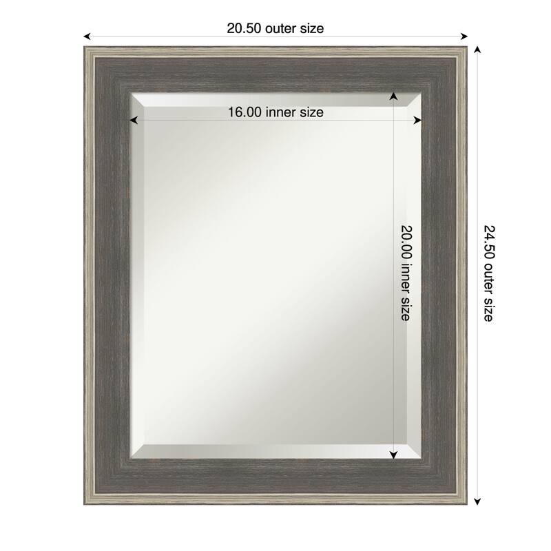 Cottage Beveled Wood Framed Bathroom Vanity Wall Mirror - Cottage Grey Silver - 21 x 25 in