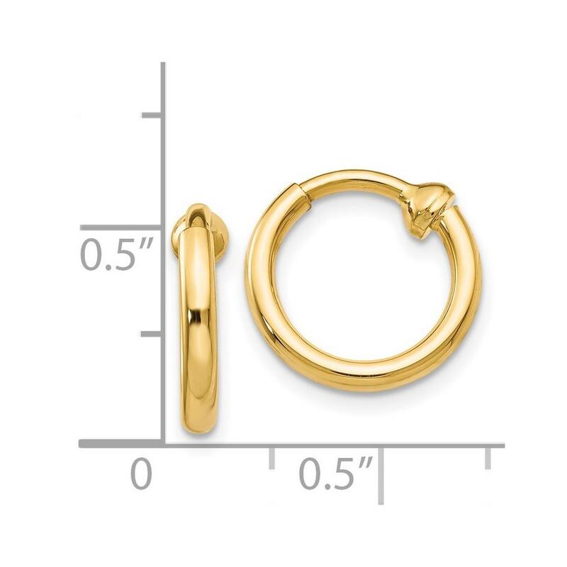 Curata 14k Yellow Gold Polished Non-Pierced Hoop Earrings (2mmx10mm)