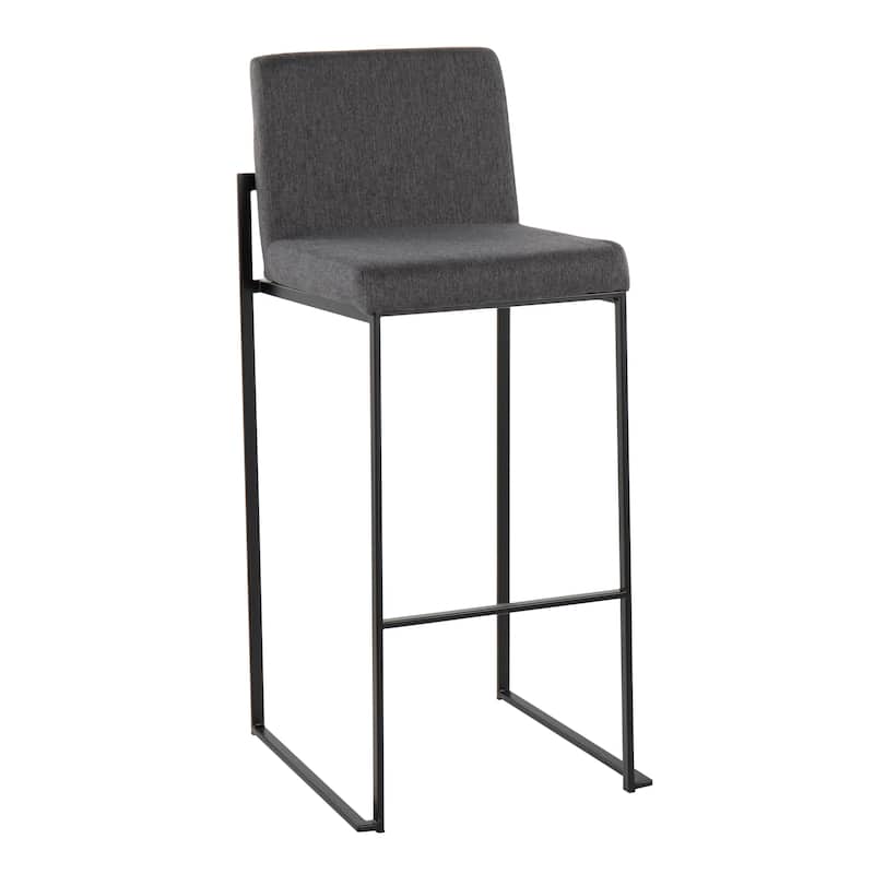 Silver Orchid Forrest High Back Bar Stool - Set of 2 - Charcoal Fabric & Black