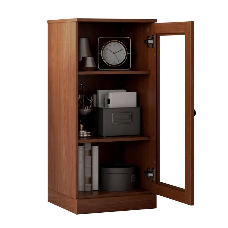 Palace Imports 100% Solid Wood 3-Shelf Bookcase with Clear Glass Door and Adjustable Shelves
