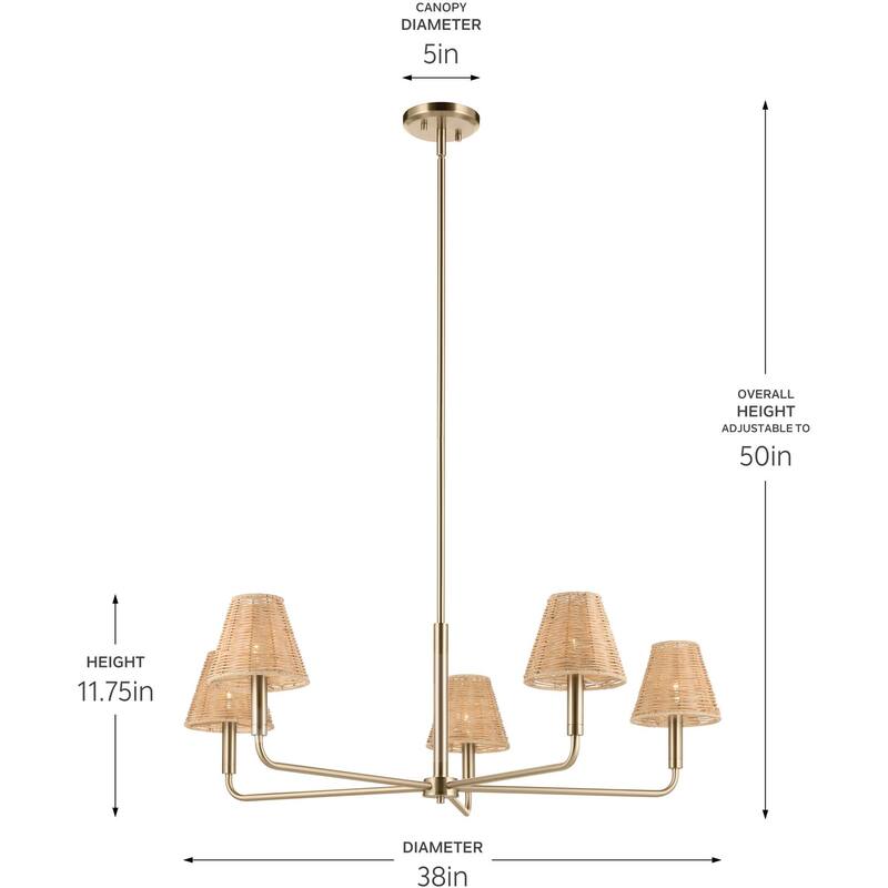 Kichler 52731 Bekah 5 Light 38" Wide Chandelier