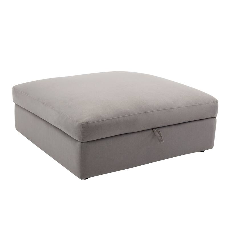 Roundhill Furniture Rivas Contemporary Feather Fill 6-Piece Modular Sectional Sofa with Ottoman