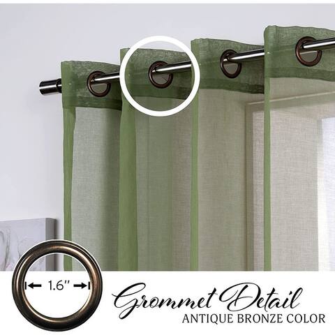 Aurora Home Linen-Textured Semi-Sheer Bronze Grom Curtain Panels Panels of 2-84" & 96"