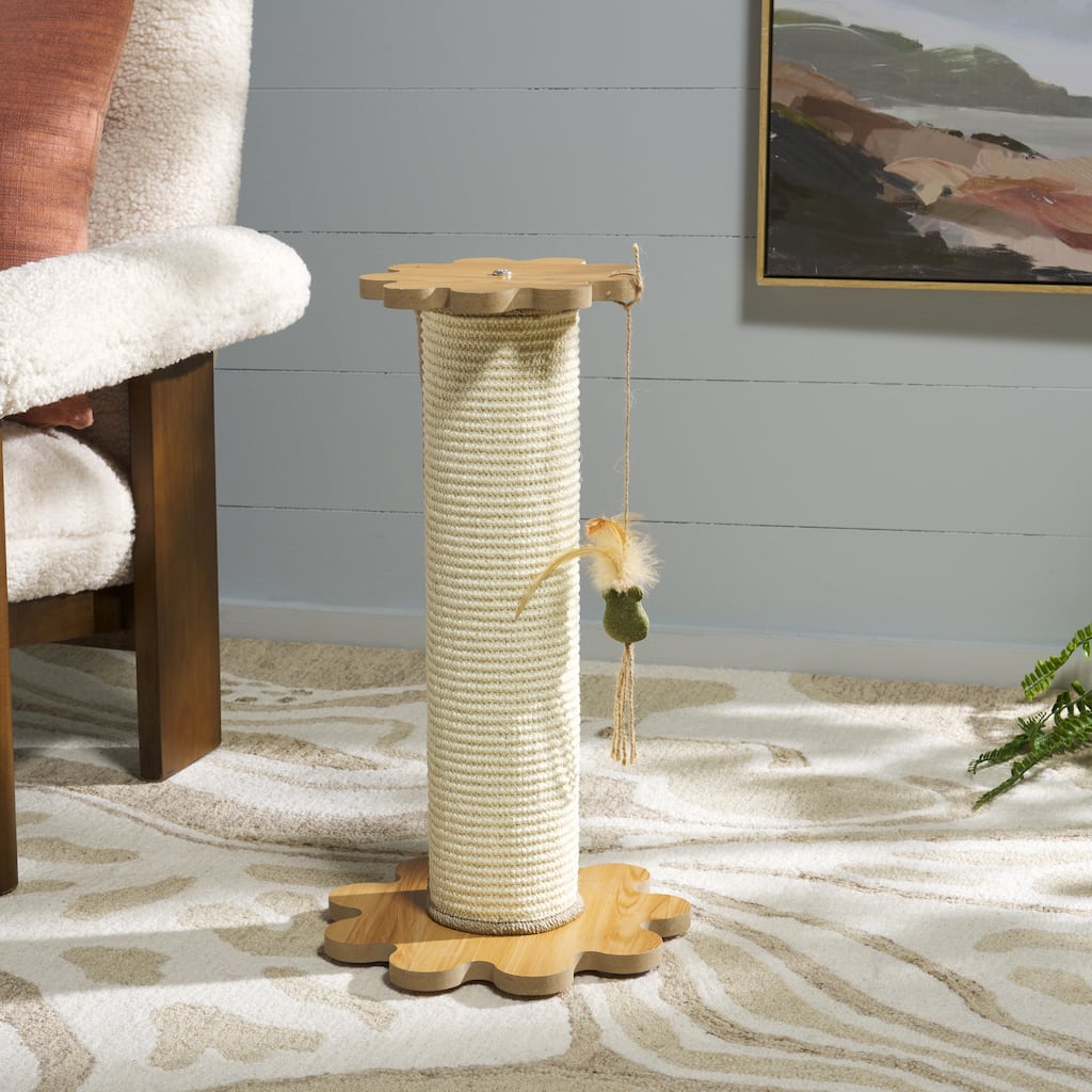 SAFAVIEH Home Natural/Ivory 12"W x 12''L x 21"H Sisal Cat Scratch Toy - 12"W x 12''L x 21"H