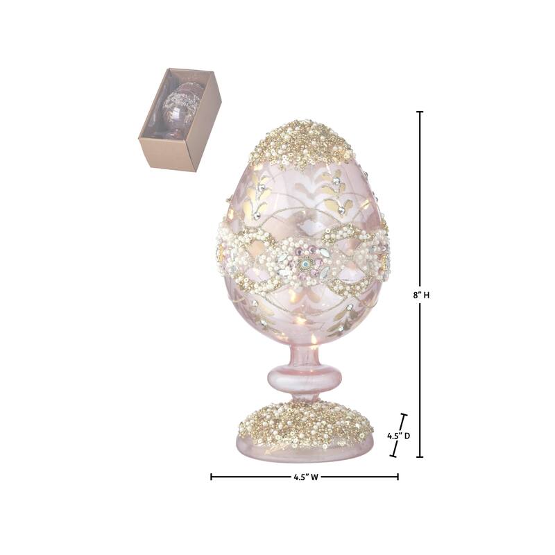 8"Glass LED Egg Pedestal With Jewel