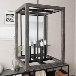 Hunter Squire Manor 15" 4-Light Pendant - Island, Dining Room, Entry - Modern Farmhouse, Transitional, Candle, Caged