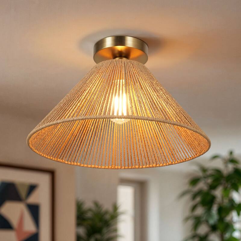 Kenroy Home Twine 1-Light Semi-Flush Mount - Brushed Gold
