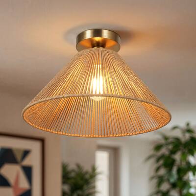 Kenroy Home Twine 1-Light Semi-Flush Mount - Brushed Gold