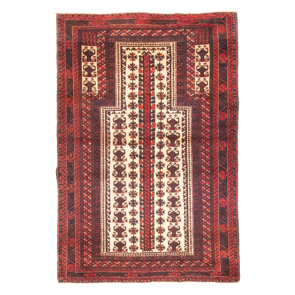 ECARPETGALLERY Hand-knotted Teimani Cream Wool Rug - 3'2 x 4'9
