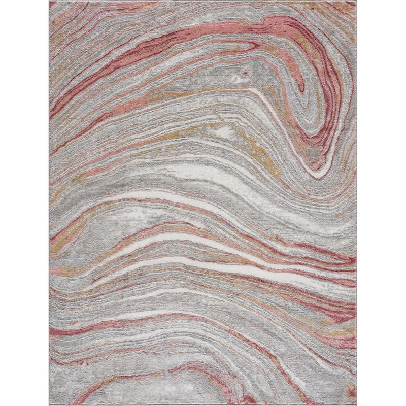 Hauteloom Liverpool Living Room, Bedroom Area Rug - Contemporary - Cream,Green - 7'10" x 10'