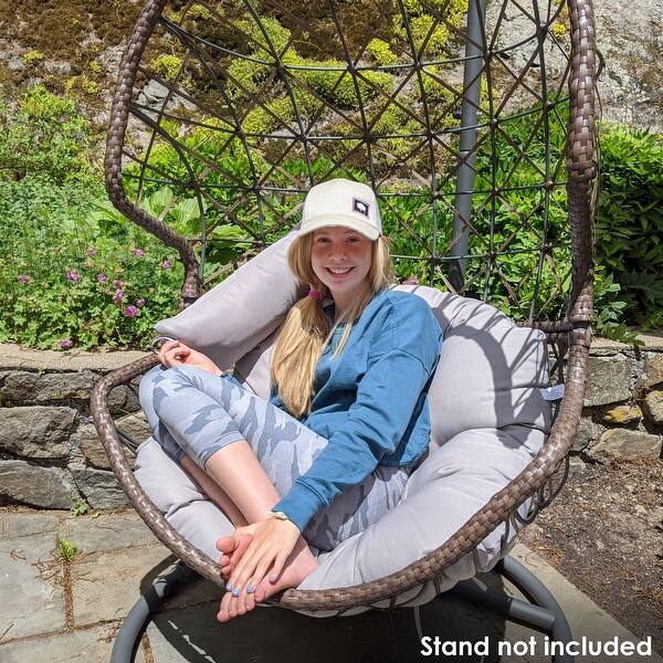 Shop Sunnydaze Danielle Hanging Basket Egg Chair Swing Resin Wicker Gray Cushions Overstock 29038293