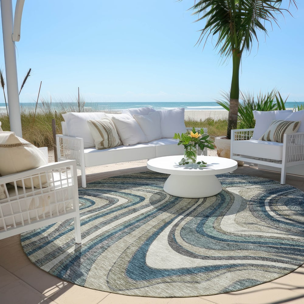Machine Washable Indoor/ Outdoor Chantille Contemporary Abstract Rug