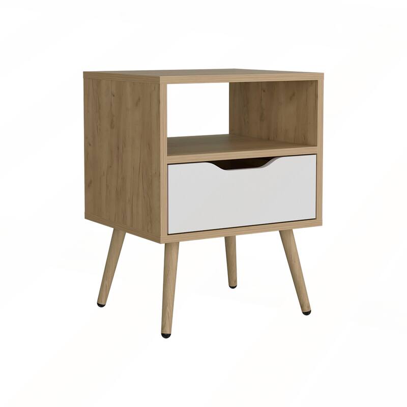 Compact 21-Inch High Nightstand with One Drawer and Open Shelf for Modern Bedrooms