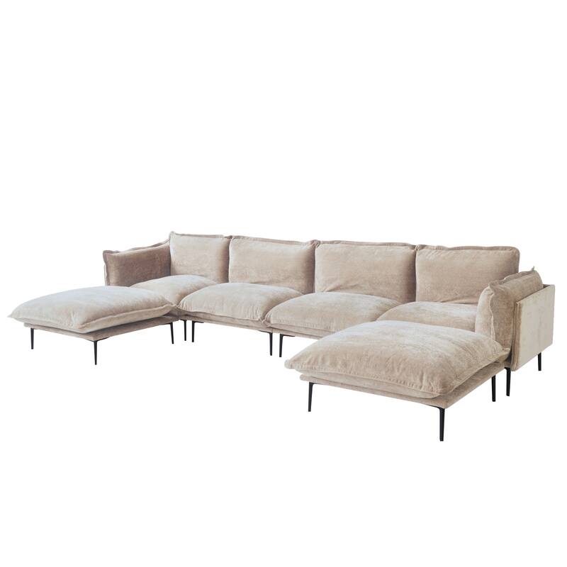 Living Room Furniture Velvet Sectional Sofa U-shaped Modular Sofa Deep Seat Upholstered Cloud Couch