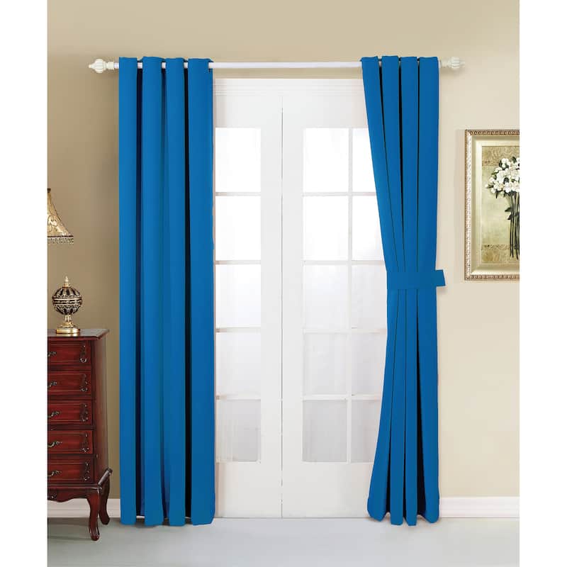 Blackout Window Panel Curtain Set (2 Panels and 2 matching Tie Backs) - 84 Inches - Snorkel Blue