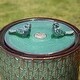 preview thumbnail 15 of 16, 15"H Turquoise Two Birds Embossed Leaf Pattern Cylindrical LED Ceramic Fountain by Glitzhome