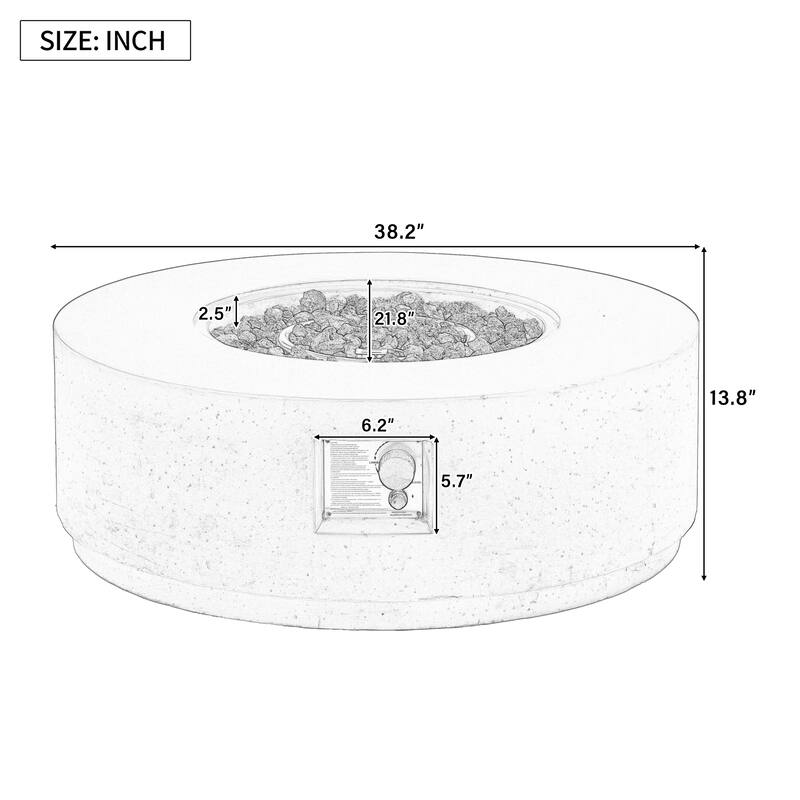 38.2" Round Outdoor Propane Fire Pit, Outside Fire Pit Table with 50000 BTU, Steel Burner, Lava Rocks, Waterproof Cover