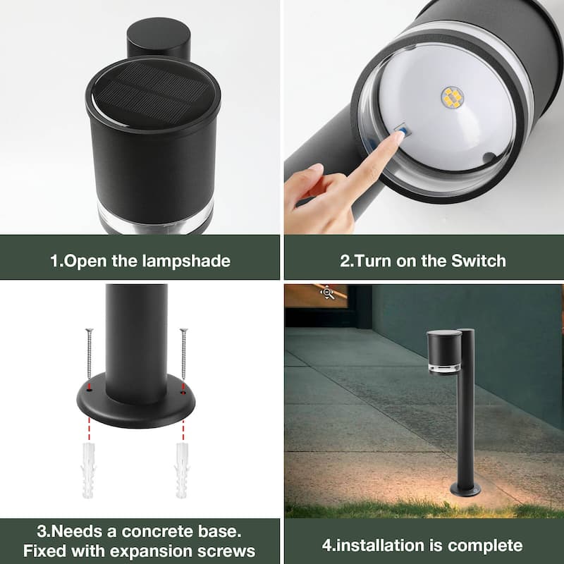 Inowel Solar Outdoor Light Pathway Dusk to Dawn Garden Lighting 2074 - 2074-600-BLACK