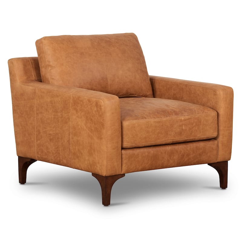 Poly & Bark Sorrento 35" Lounge Chair - Full Grain Genuine Italian Leather