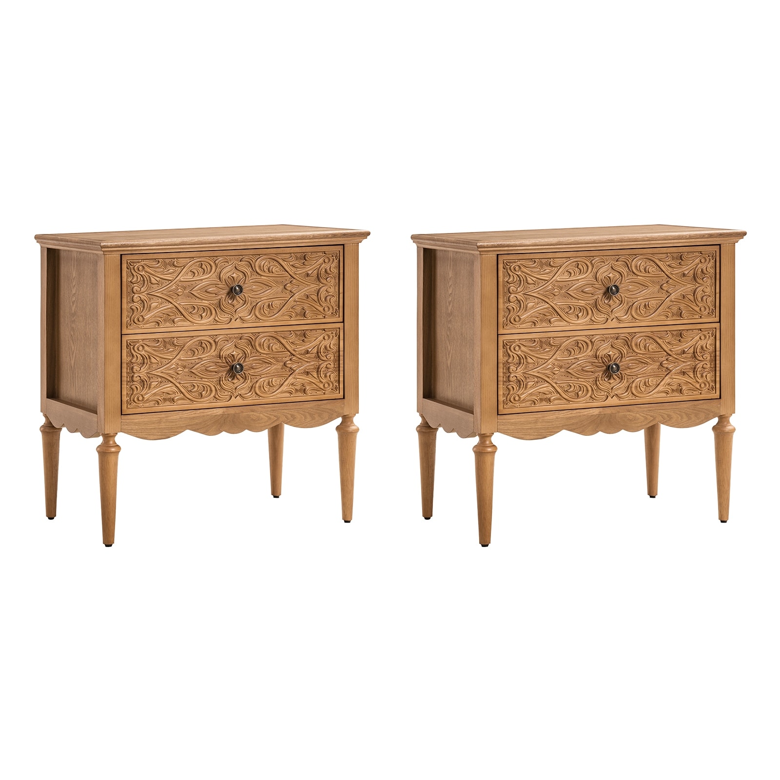 Lothar Traditional 28"Tall 2-Drawer End Table with Solid Wood Legs Set of 2 By HULALA HOME