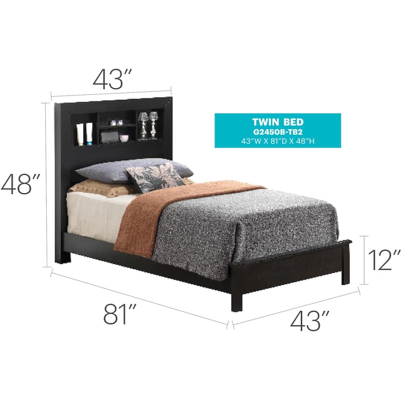 Black Twin Bed with Transitional Design, Sleek Finish and Compact Frame for Guest Rooms, Kids' Bedrooms or Small Spaces