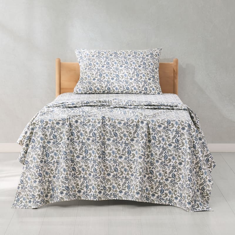 Lush Decor Lillian Block Print Blue Cotton Sheet Set - Twin