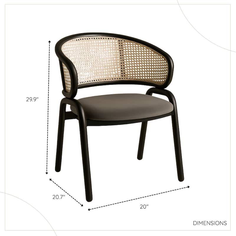 Ervilla Ergonomic Wicker Back Velvet Accent Dining Armchair with Powder Coated Steel Legs Protective Pad