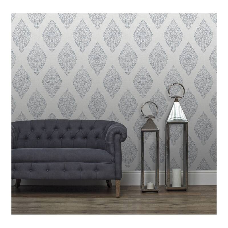Advantage Pascale Light Grey Medallion Wallpaper - 20.5 x 396 x 0.025