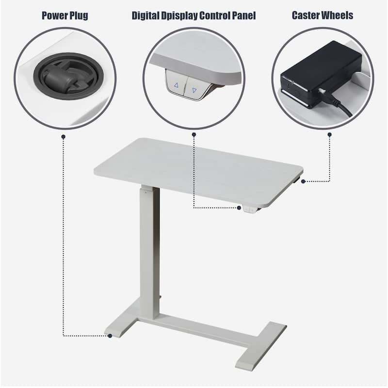 KOWO Electric Height Adjustable Side Table Soft Touch Bedside End Table with Quiet Motor, Modern Nightstand for Home & Office
