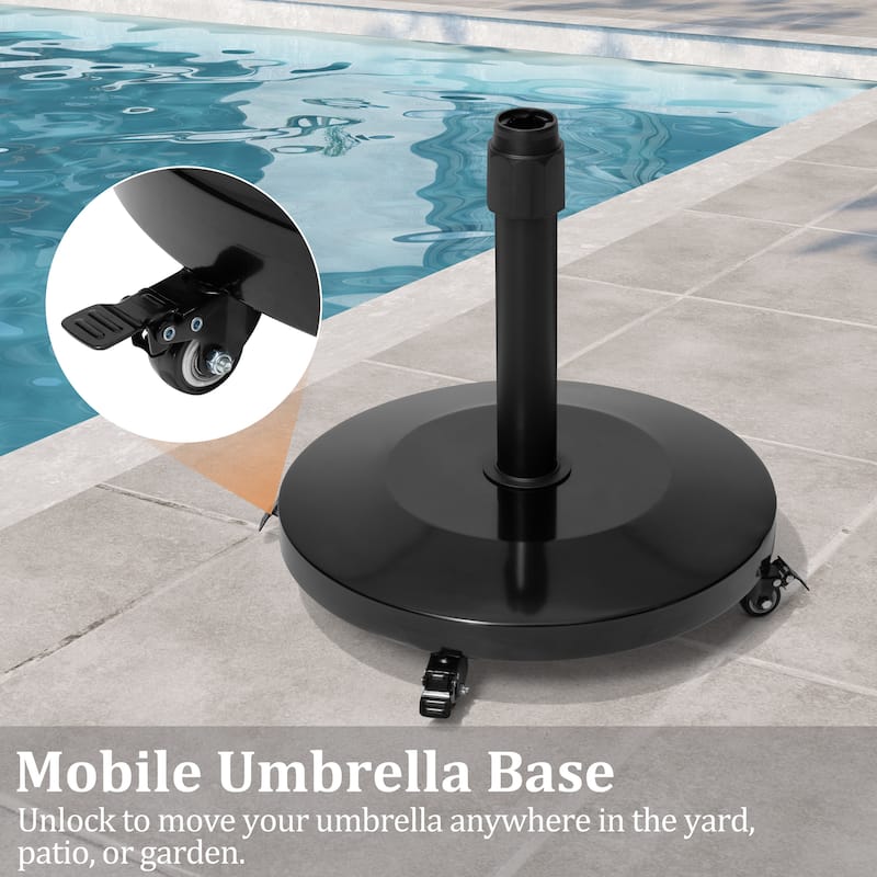 VredHom Round Market Umbrella Base Concrete / Cement Metal With Wheels